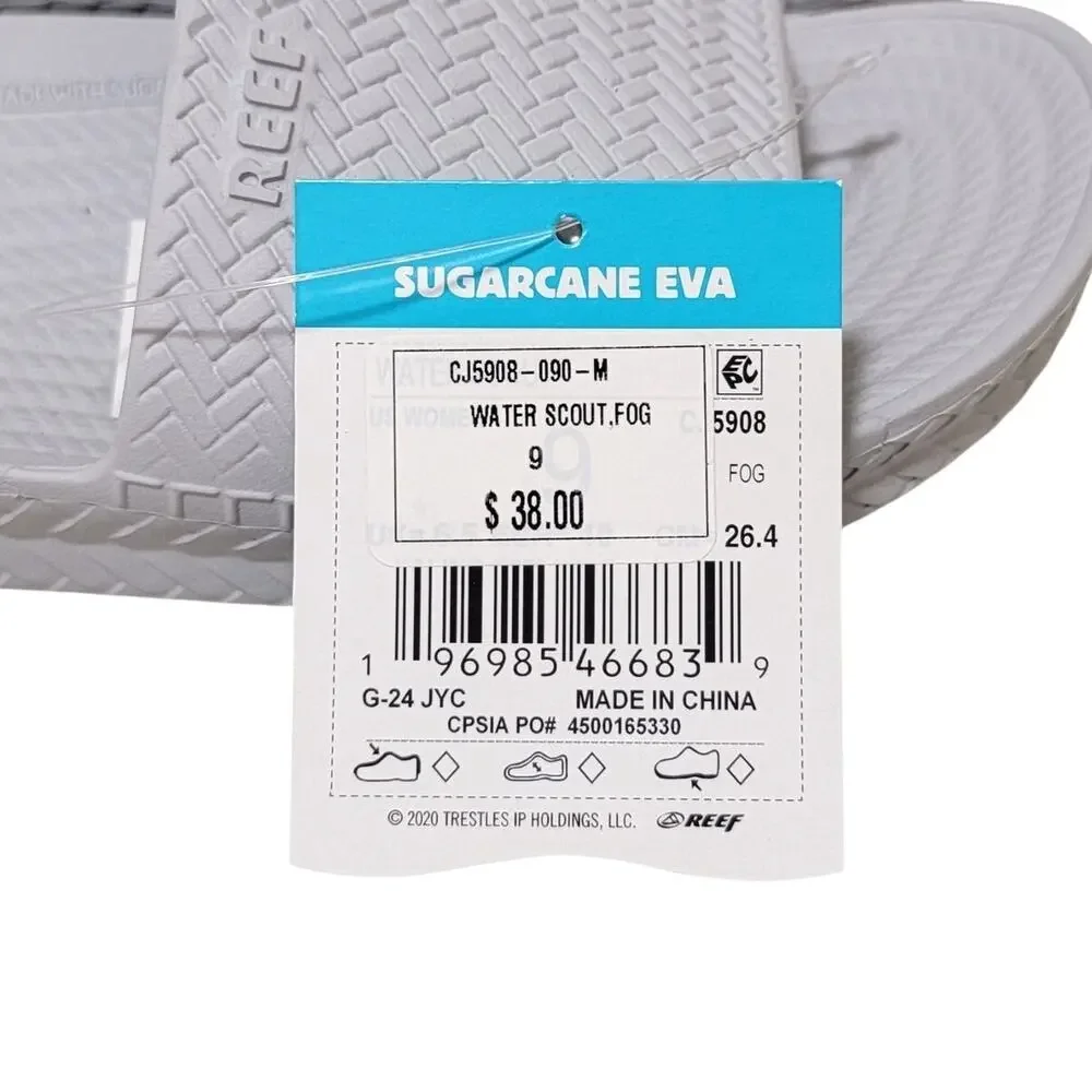 Reef Women Water Scout Slide Sandals Size US 9 Fog Grey Water Friendly
